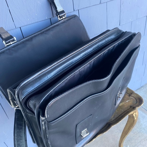 Vintage Coach Heavy Black Tanned Leather Soft Briefcase Distressed Patina - Picture 5 of 10